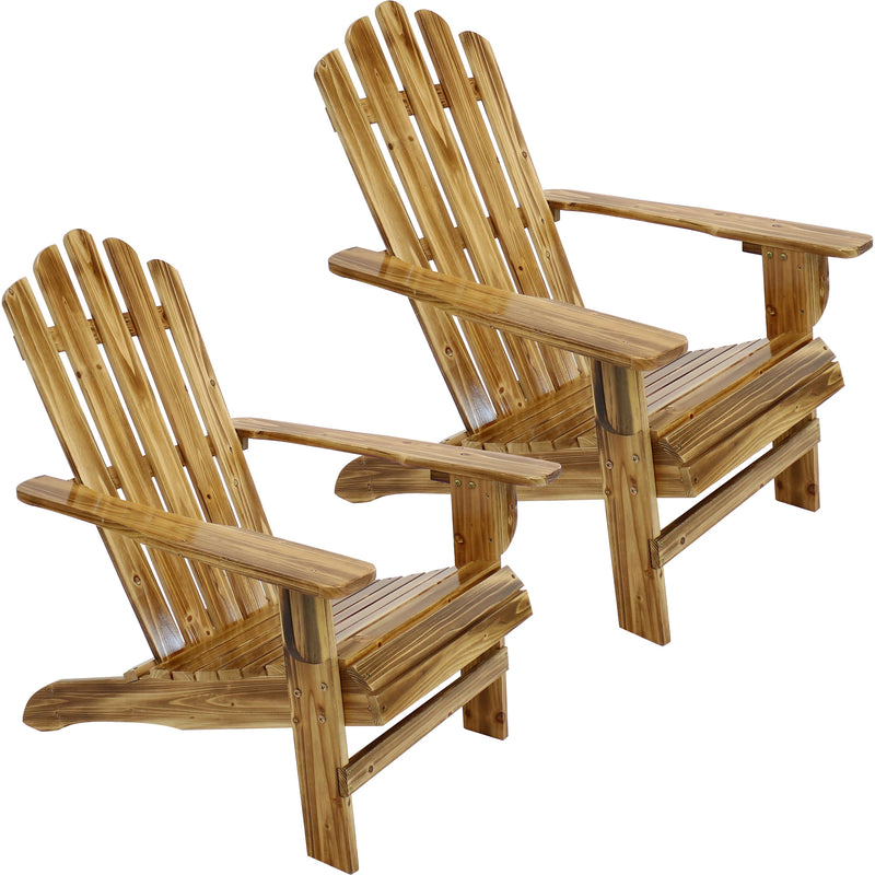 Sunnydaze Rustic Wooden Adirondack Chair with Light Charred Finish, 250 Pound Weight Capacity