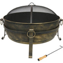 Sunnydaze Large Outdoor Cauldron Fire Pit with Spark Screen