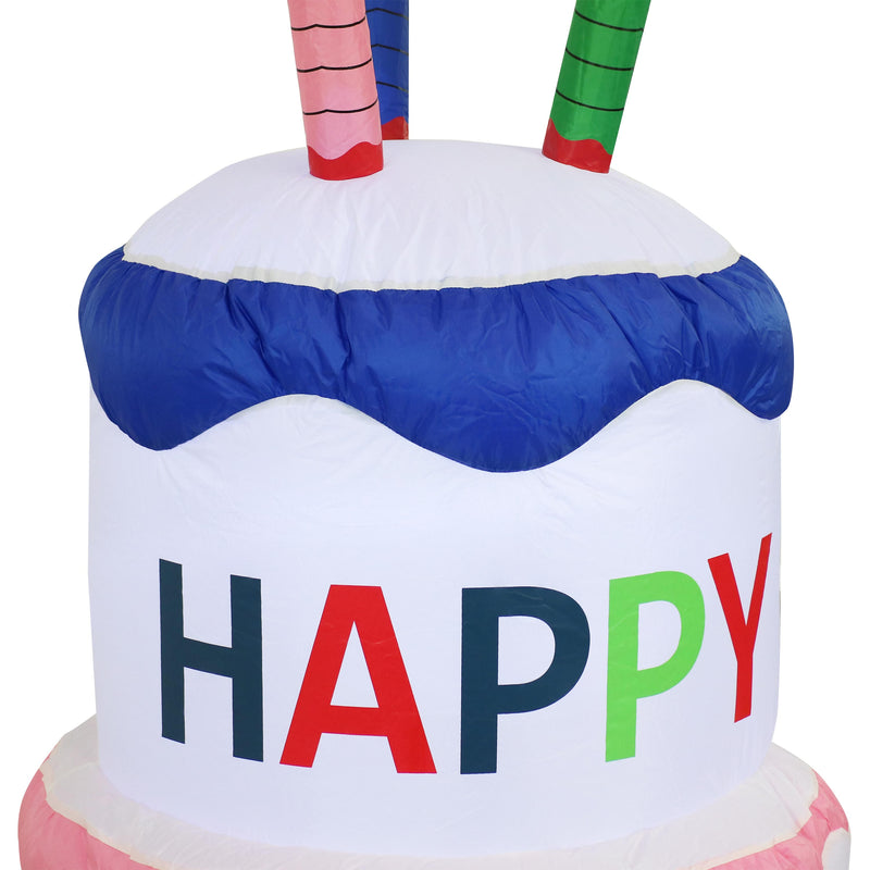 Sunnydaze Happy Birthday Cake Inflatable Outdoor Decoration - 4'