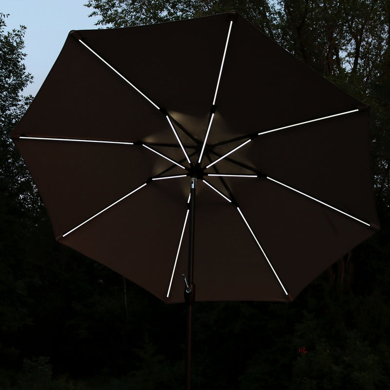 Sunnydaze 9' Solar Sunbrella Umbrella with Push-Button Tilt and Crank