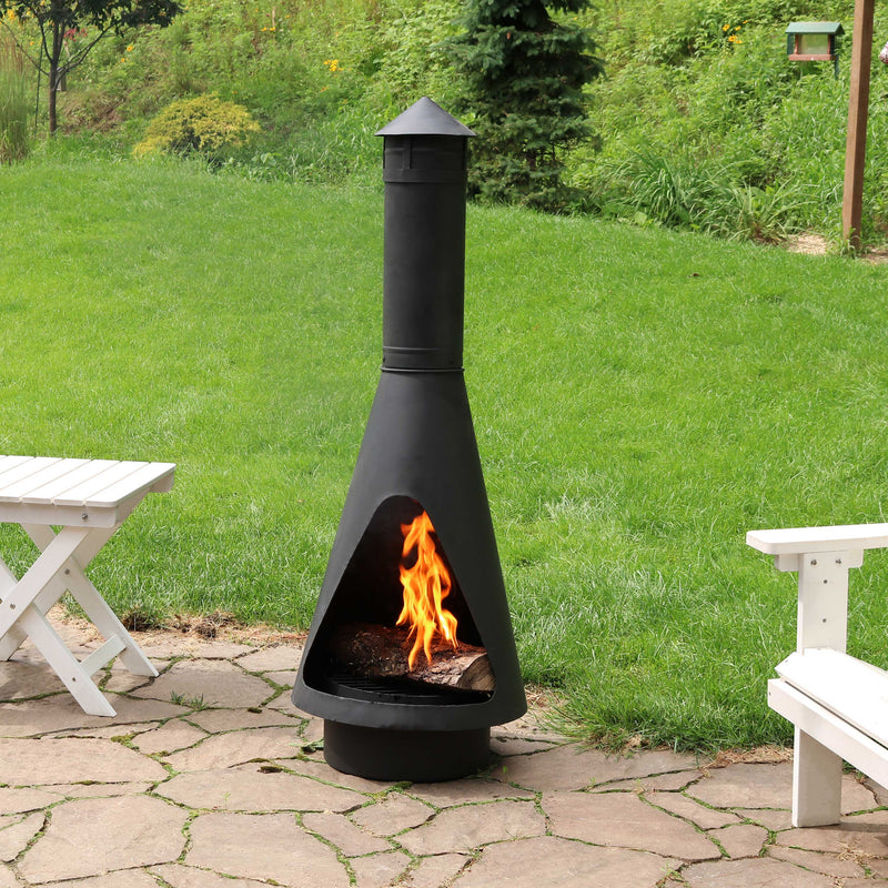 Sunnydaze Outdoor Wood-Burning Open-Access Chiminea with Poker - 56"