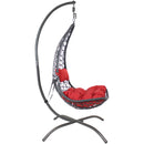 Sunnydaze Phoebe Hanging Egg Chair with Stand and Seat Cushions