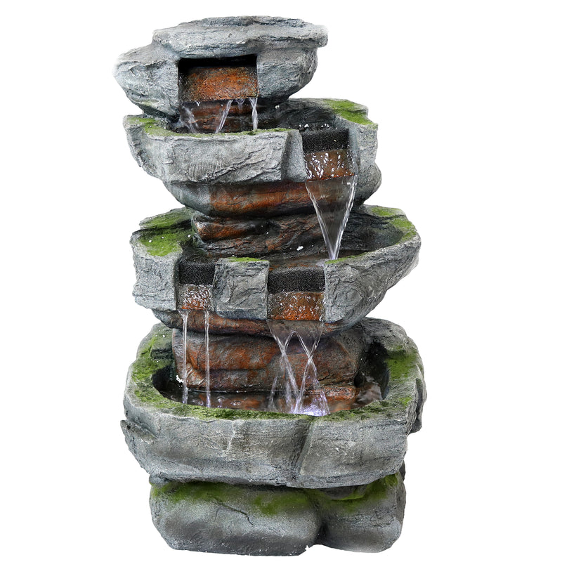 Sunnydaze Outdoor Large Rock Quarry Waterfall Fountain with LED