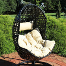 Sunnydaze Lauren Resin Wicker Hanging Egg Chair with Cushion