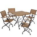 Sunnydaze Deluxe European Chestnut 5pc Folding Bistro Dining Table and Chair Set