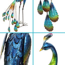 Sunnydaze Metal Peacock Garden Statue - 34" - Set of 2