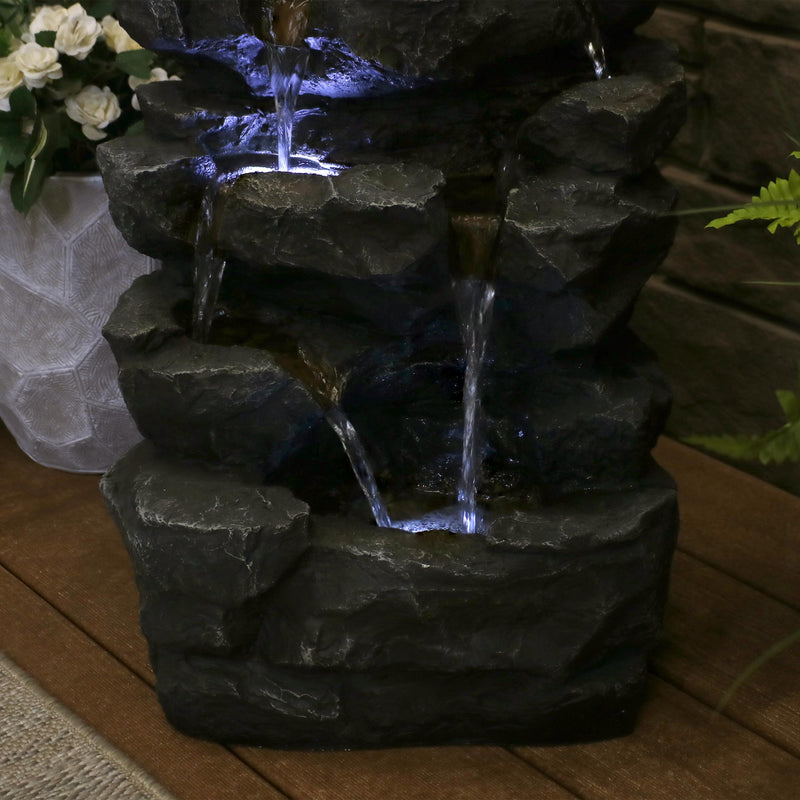 Sunnydaze Grotto Falls Water Fountain with LED Lights - 24"
