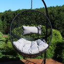 Sunnydaze Jackson Outdoor Hanging Resin Wicker Egg Chair with Cushion