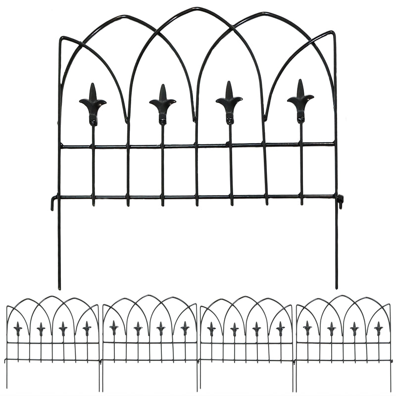 Sunnydaze 5-Piece Bayonne Steel Decorative Garden Fence Panels - 8-Feet Overall