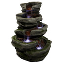 Sunnydaze Cobblestone Rock Waterfall Fountain with LED Lights - 31" H
