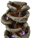 Sunnydaze 6-Tier Stone Falls Indoor Tabletop Fountain with LED Light - 15"