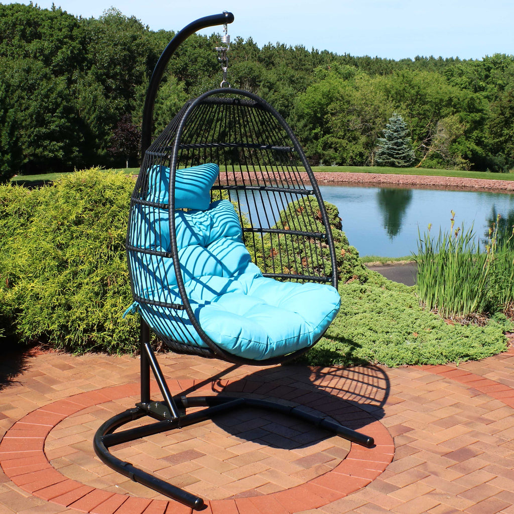 Sunnydaze Julia Outdoor Hanging Egg Chair With Stand And Cushion   572f26b521c6a1ef3ff2c3066416125669fb2d1a 1024x 