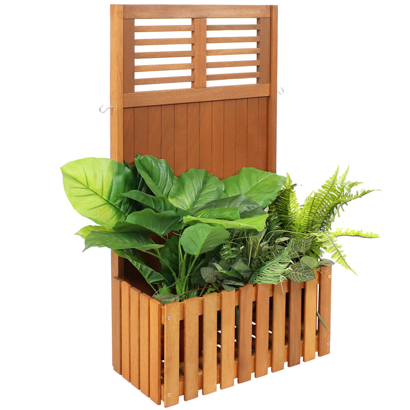 Sunnydaze Outdoor Wooden Garden Planter Box with Privacy Screen