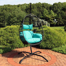 Sunnydaze Dalia Outdoor Hanging Egg Chair with Stand and Cushion - 81"