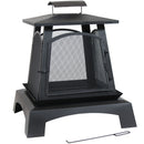 Sunnydaze Pagoda Style Steel with Black Finish Outdoor Fireplace - 32"