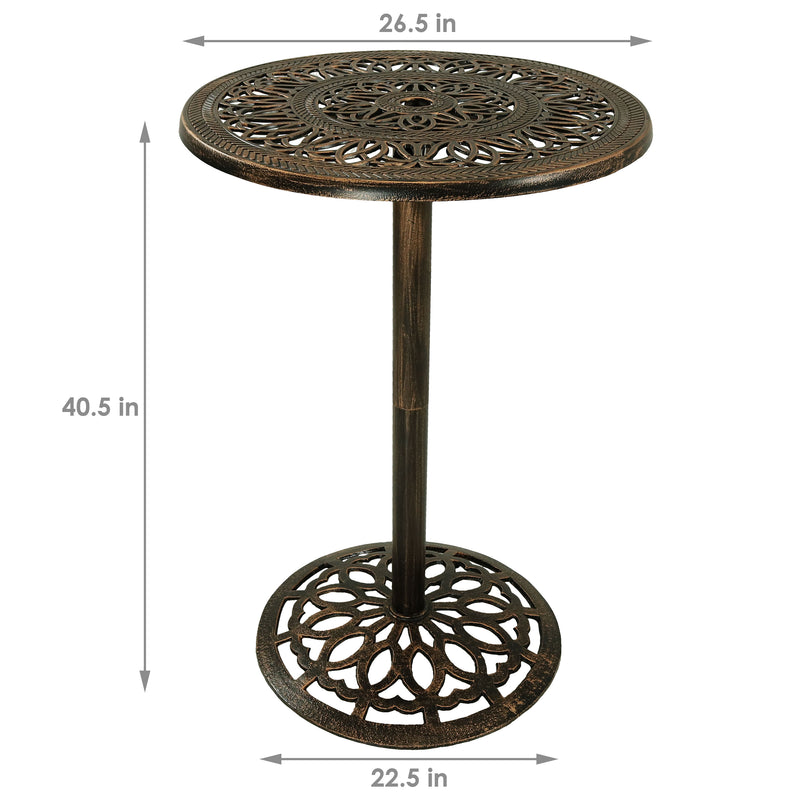 Sunnydaze Indoor/Outdoor Cast Iron Round Bar-Height Table - 26"