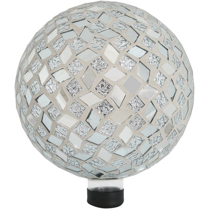 Sunnydaze Mirrored Diamond Mosaic Gazing Globe Ball, 10-Inch