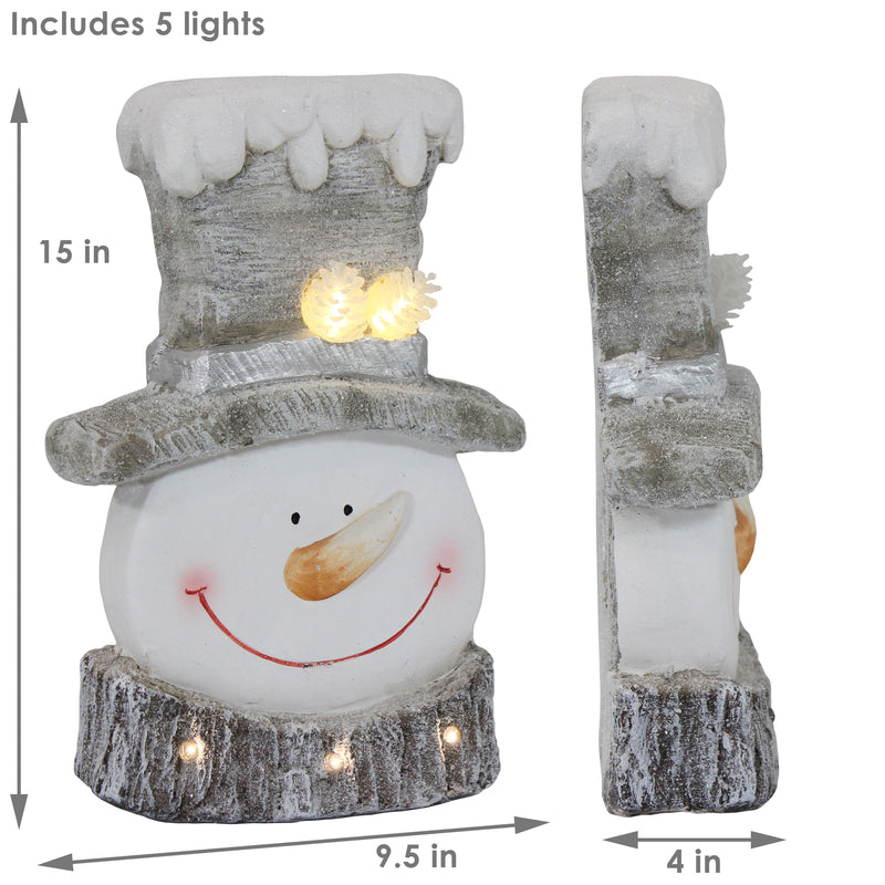 Sunnydaze Frosty Friend Snowman Indoor Pre-Lit Christmas Decoration - 15"