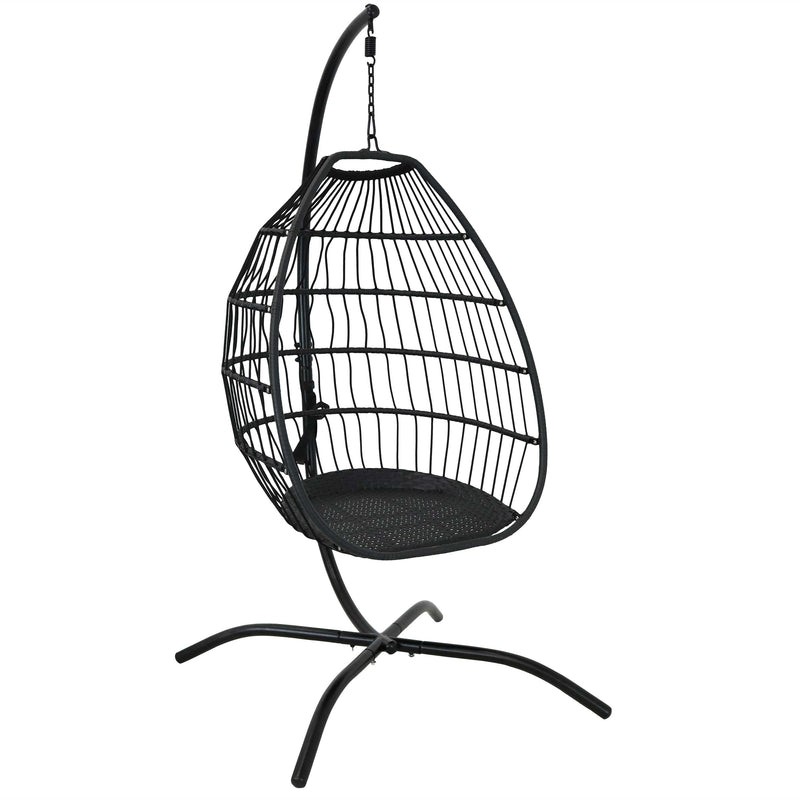 Delaney Outdoor Hanging Egg Chair with Stand and Seat Cushions