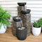Sunnydaze Staggered Pottery Bowls Tiered Outdoor Fountain with Lights - 34"
