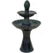Sunnydaze Double Tier Outdoor Ceramic Water Fountain with LED Lights - 38-Inch