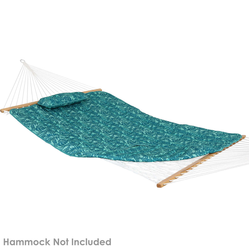 Sunnydaze Cotton Quilted Hammock Pad and Pillow with Tropical Pattern