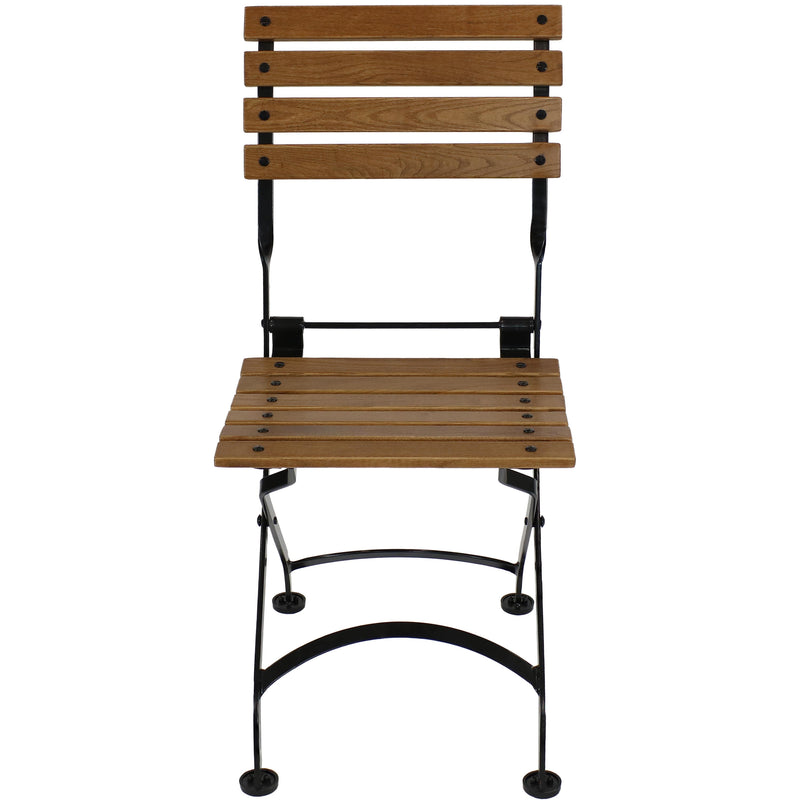 Sunnydaze European Chestnut Wooden Folding Bistro Side Chair
