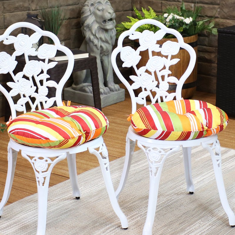 Sunnydaze Polyester Round Bistro Chair Cushions - Set of 2