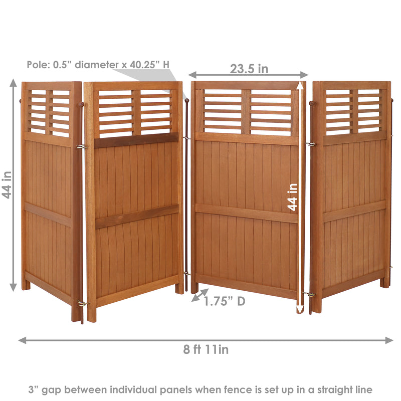Sunnydaze Folding Outdoor Wood Privacy Screen - Panel Divider - 44" H
