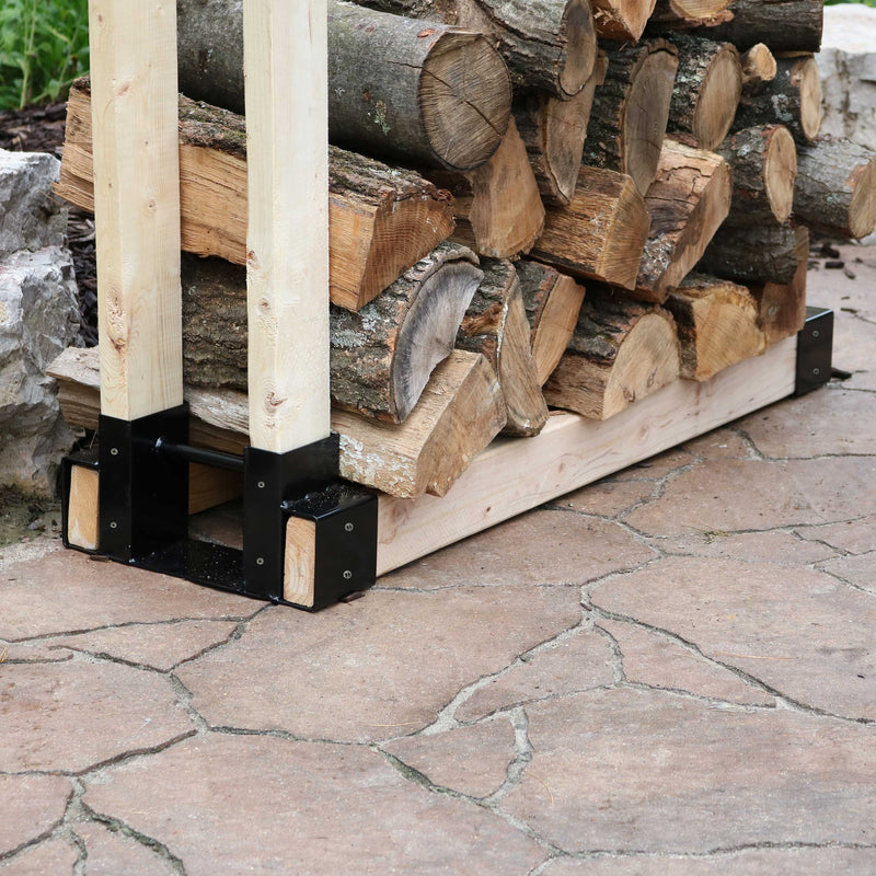 Sunnydaze Steel Firewood Log Rack Brackets - Adjustable to Any Length