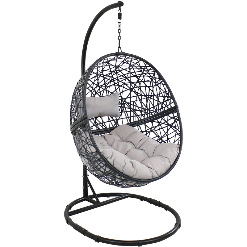 Sunnydaze Jackson Outdoor Hanging Egg Chair Chair with Stand - Resin Wicker