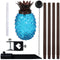 Sunnydaze Tropical Pineapple 3-in-1 Glass Outdoor Torches - Set of 2