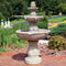 3 tier outdoor water fountain displayed as a centerpiece in the backyard.

