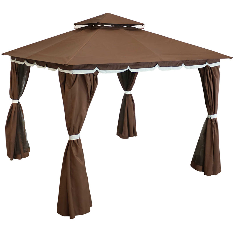Sunnydaze 10x10 Foot Gazebo with Screens and Privacy Walls