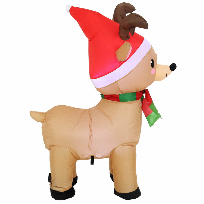 Sunnydaze Inflatable Christmas Decoration - 3.5-Foot Cheerful Reindeer