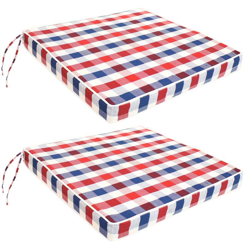 Sunnydaze Polyester Square Indoor/Outdoor Seat Cushions with Ties - Set of 2