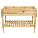 Sunnydaze Raised Wood Garden Bed Planter Box with Shelf
