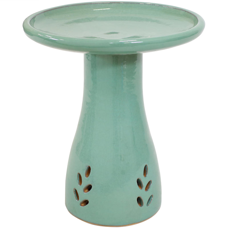 Sunnydaze Glazed Ceramic Classic Outdoor Bird Bath - High-Fired, Hand-Painted, UV and Frost Resistant Finish - Choose a Color