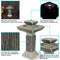 Sunnydaze Square 2-Tier Outdoor Bird Bath Fountain with LED Lights - 25"