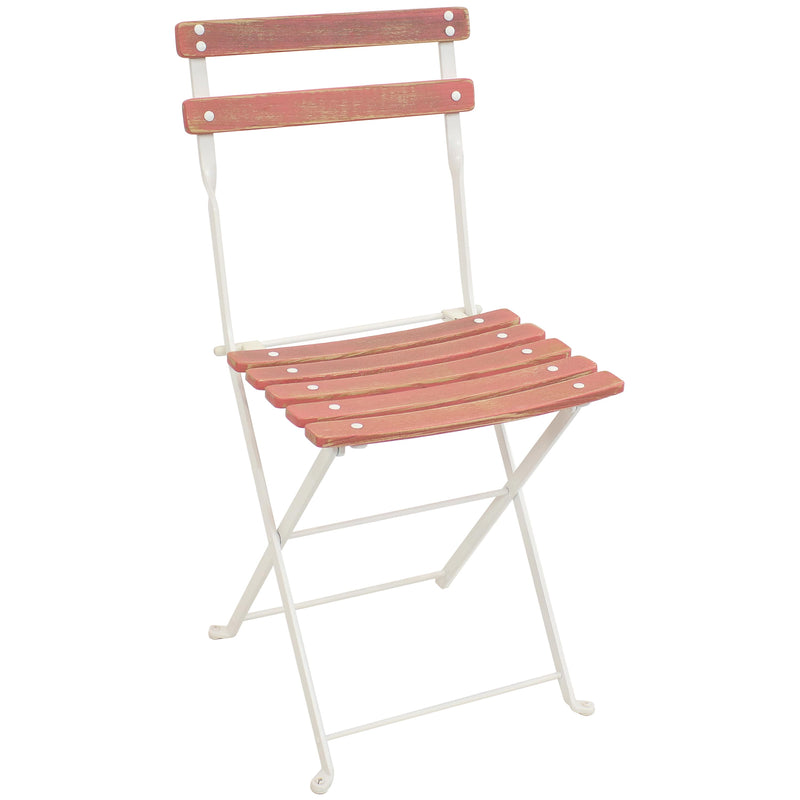 Sunnydaze Classic Cafe Chestnut Wood Outdoor Folding Bistro Chair - Set of 4 - Antique Pink
