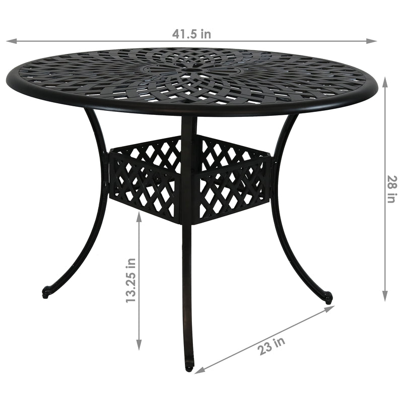 Sunnydaze Crossweave Cast Aluminum Round Patio Table - 41" Diameter