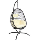 Sunnydaze Penelope Hanging Egg Chair with Seat Cushions and Stand -78-Inch