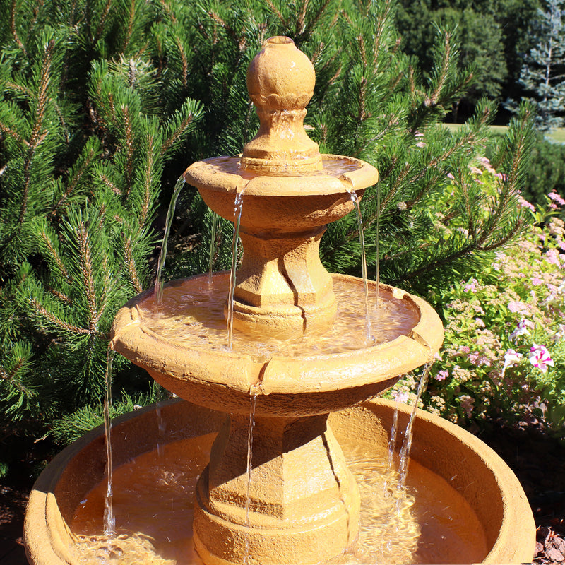Sunnydaze Decor Grecian Column Inspired 3-Tier Outdoor Water Fountain