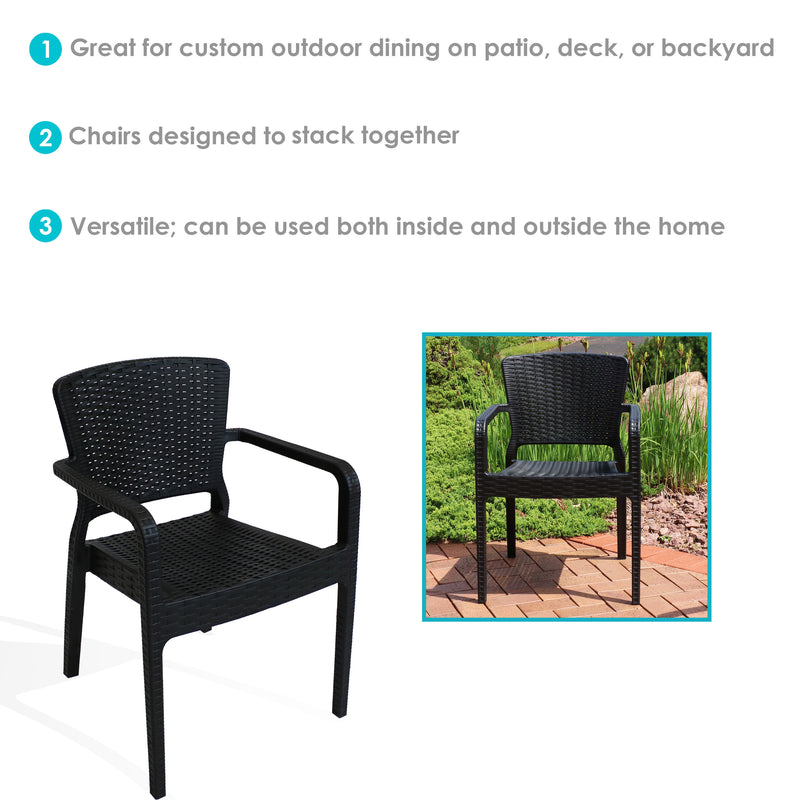 Sunnydaze Segonia All-Weather Plastic Stackable Dining Armchair