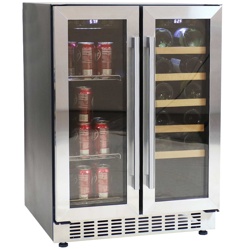 Sunnydaze 20-Bottle/63-Can Dual Zone Beverage and Wine Refrigerator