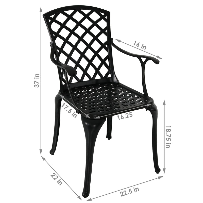 Sunnydaze Set of 2 Crossweave Cast Aluminum Patio Chairs