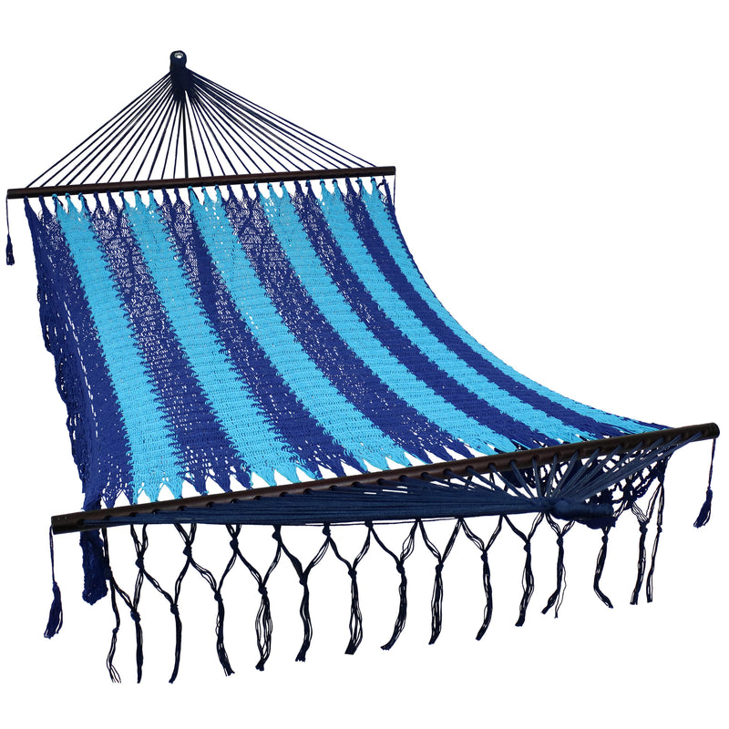 Sunnydaze DeLuxe American Style 2 Person Hammock with Spreader Bars - Blue
