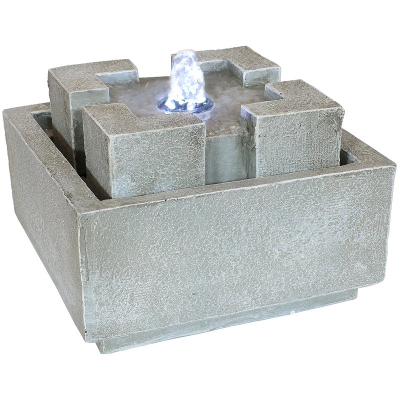 Sunnydaze Square Dynasty Bubbling Indoor Tabletop Fountain - 7-Inch
