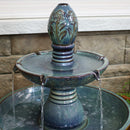 Sunnydaze Double Tier Outdoor Ceramic Fountain with LED Lights - 38"