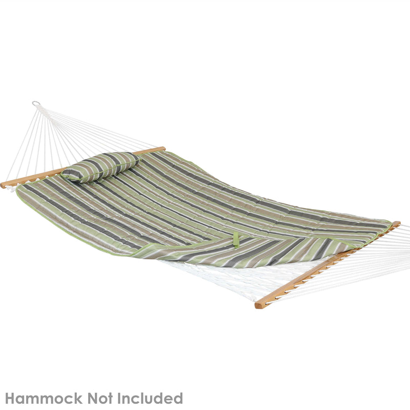 Sunnydaze Cotton Quilted Hammock Pad and Pillow with Modern Pattern